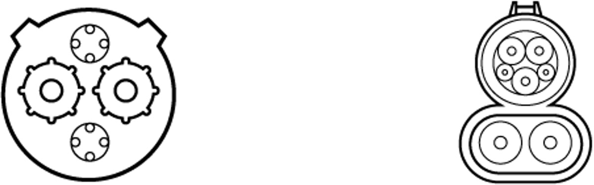 Diagram of Level 3 CHAdeMO connector and Level 3 SAE Combo CCS Connector